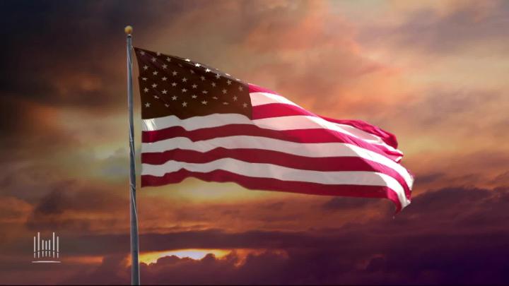 American flag in the center