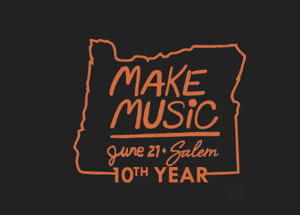 Blue background with white words: Make Music Salem