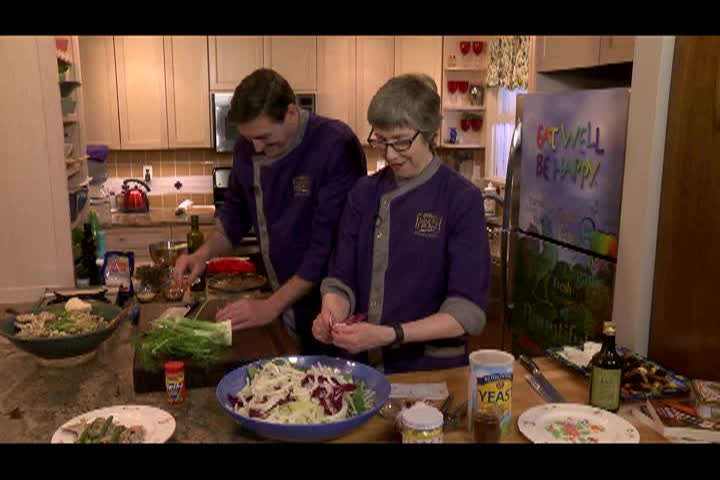 Thumbnail image for Eat Well Be Happy Episode 317: Roasted vegetables, Wild mushroom barley pilaf, Fennel spinach salad with sumac