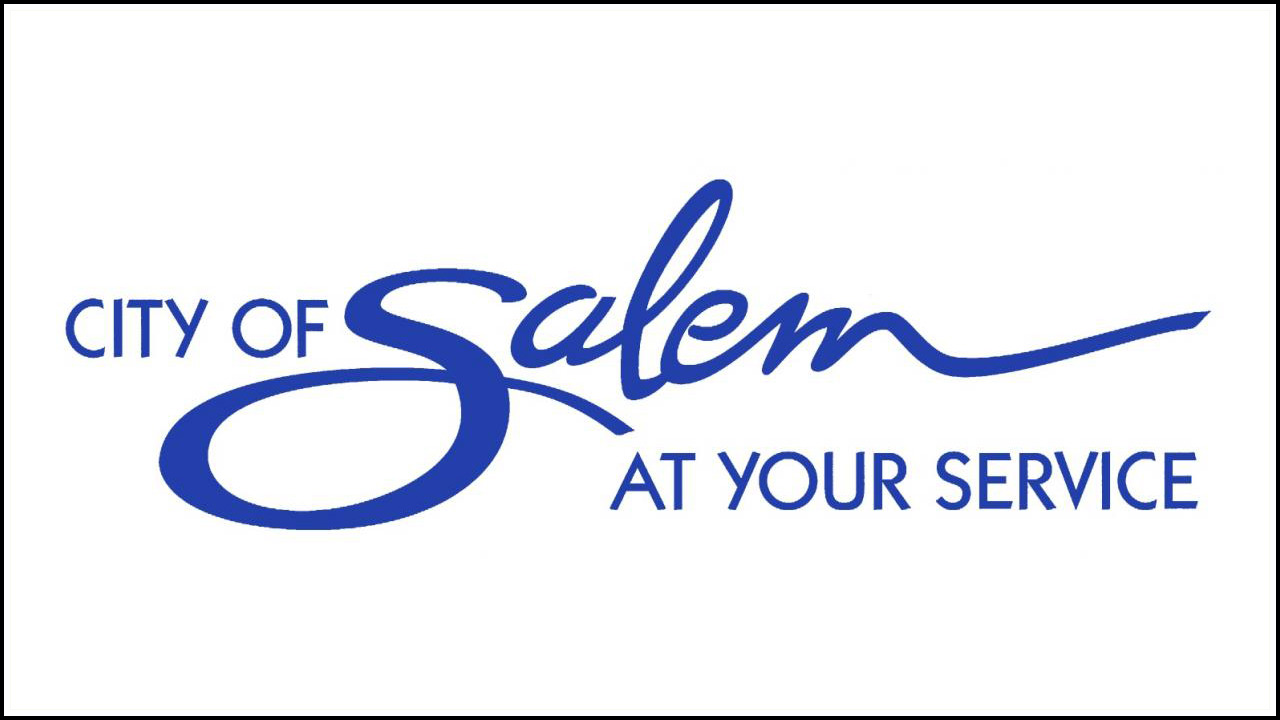 White background with blue lettering: "City of Salem At Your Service".